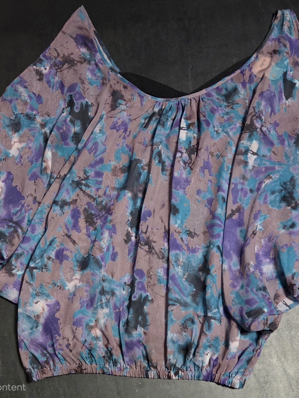 Daytrip Lavender Floral Scoop-Neck Blouse with Teal Accents